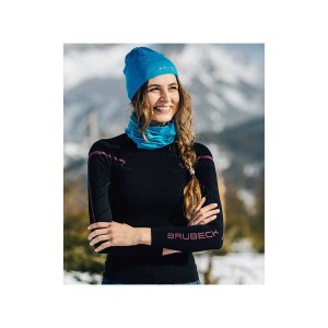 Bluza termoaktywna damska Brubeck Thermo XL czarny/różowy