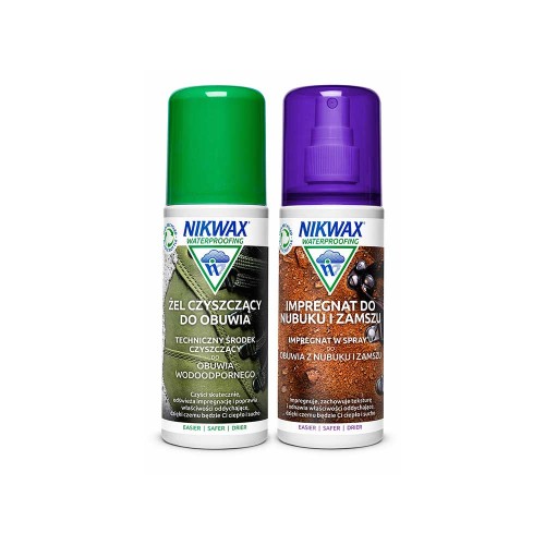 Zestaw Nikwax Nubuck & Suede Spray + Footwear Cleaning Gel (2 x 125 ml)