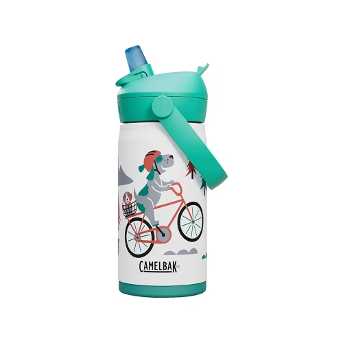 Butelka termiczna Camelbak Thrive Flip Straw Kids Vacuum Insulated Stainless Steel 0,35 L Biking Dogs